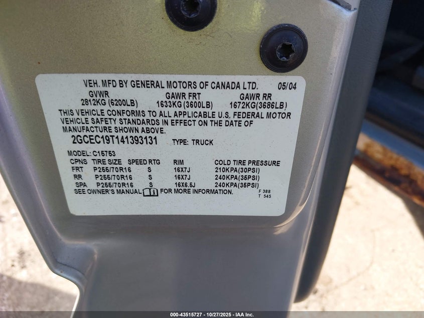 2GCEC19T141393131 2004 CHEVROLET SILVERADO photo no. 9