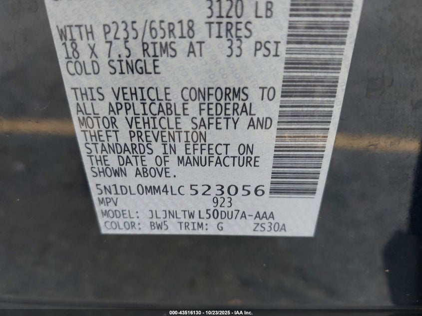 2020 INFINITI QX60 LUXE AWD 5N1DL0MM4LC523056