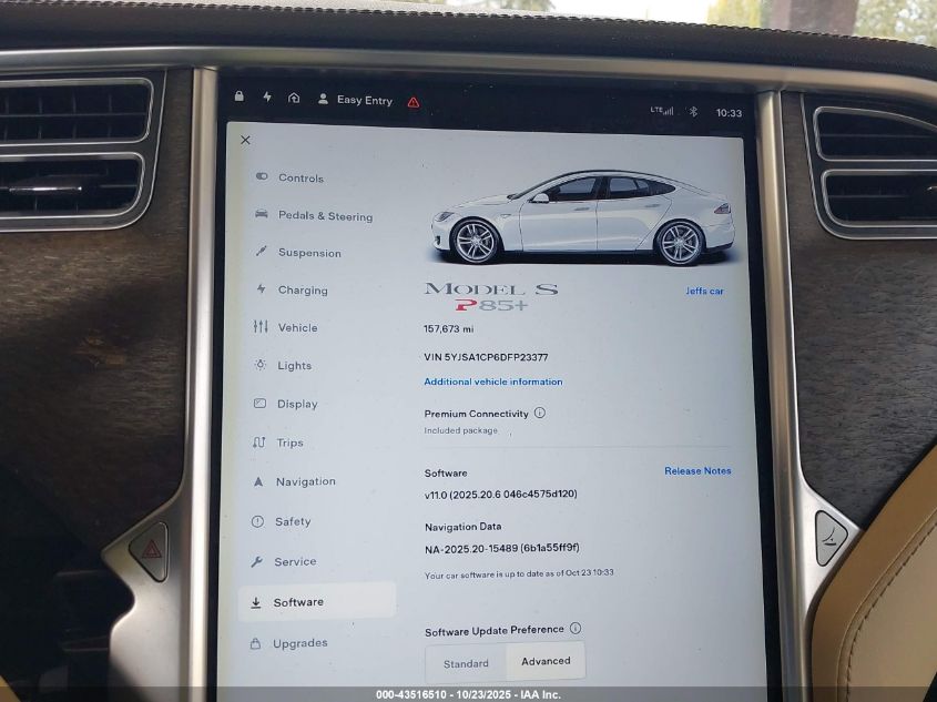 2013 Tesla Model S Performance VIN: 5YJSA1CP6DFP23377 Lot: 43516510