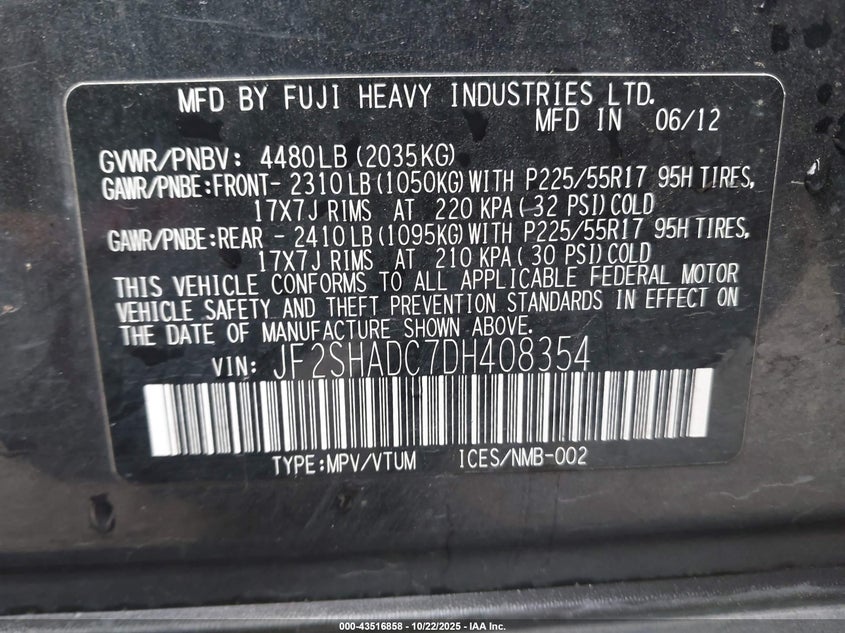 2013 SUBARU FORESTER 2.5X PREMIUM JF2SHADC7DH408354