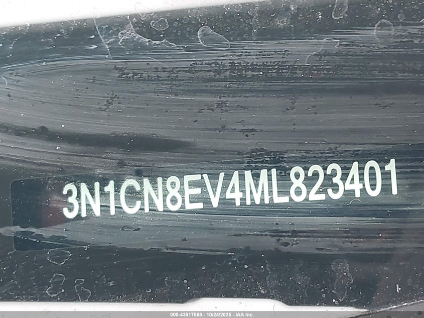 2021 NISSAN VERSA SV XTRONIC CVT 3N1CN8EV4ML823401