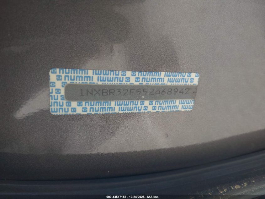 2005 Toyota Corolla Ce VIN: 1NXBR32E55Z468942 Lot: 43517156