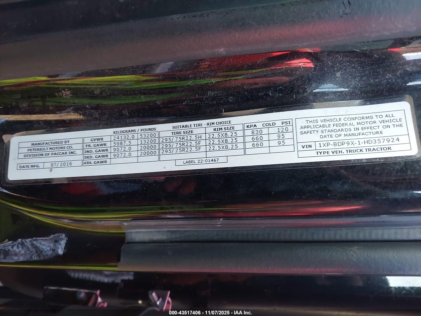 1XPBDP9X1HD357924 2017   photo no. 8