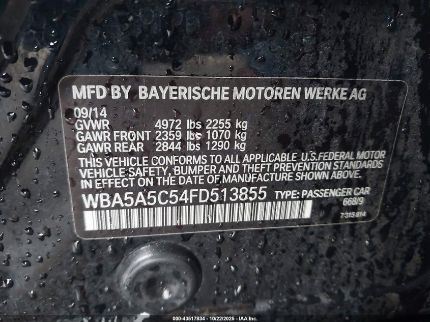2015 BMW 528I WBA5A5C54FD513855