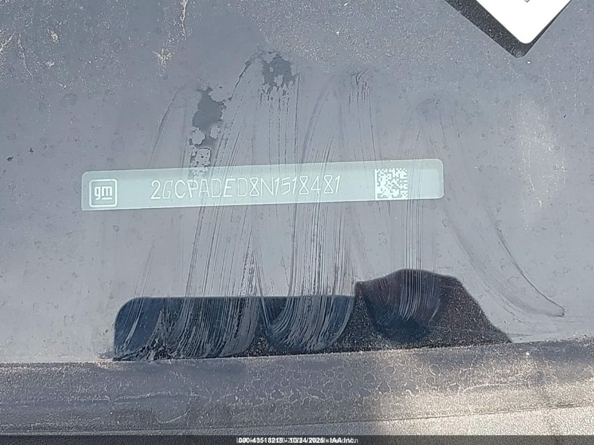 2022 Chevrolet Silverado 1500 2Wd Short Bed Rst VIN: 2GCPADED8N1518481 Lot: 43518219