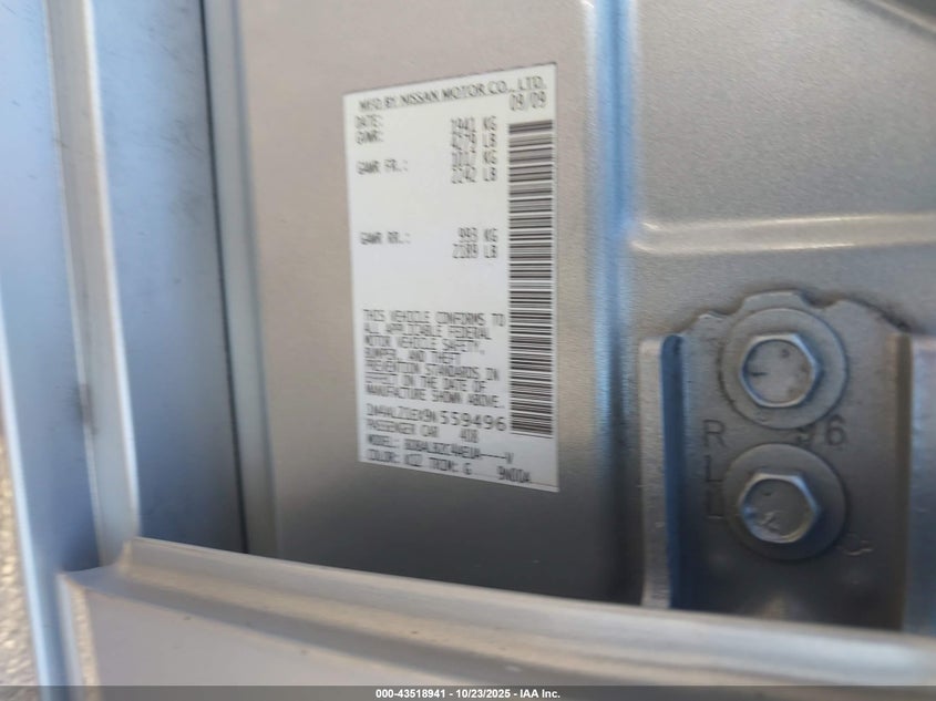 1N4AL21EX9N559496 2009 NISSAN ALTIMA photo no. 9
