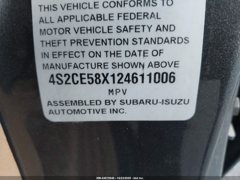 2002 Isuzu Axiom Xs VIN: 4S2CE58X124611006 Lot: 43519348