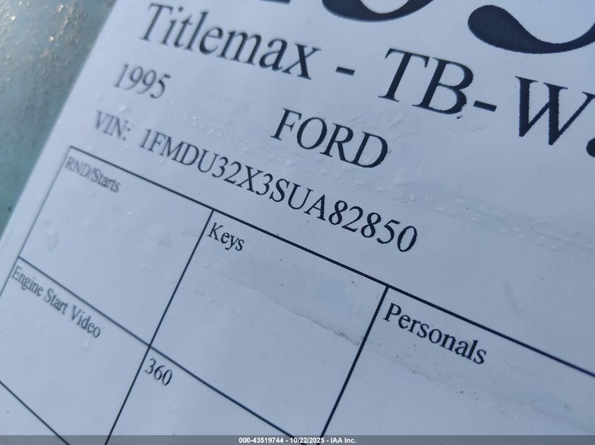 1995 Ford Explorer VIN: 1FMDU32X3SUA82850 Lot: 43519744