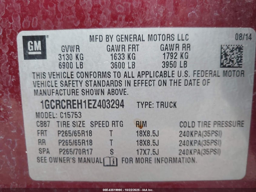 2014 CHEVROLET SILVERADO 1500 1LT - 1GCRCREH1EZ403294