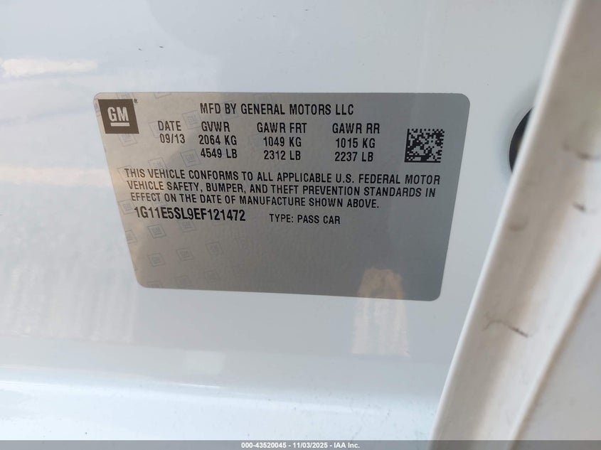 2014 CHEVROLET MALIBU 2LT - 1G11E5SL9EF121472