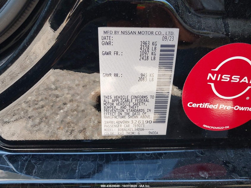 1N4BL4DV0RN326190 2024 NISSAN ALTIMA photo no. 9