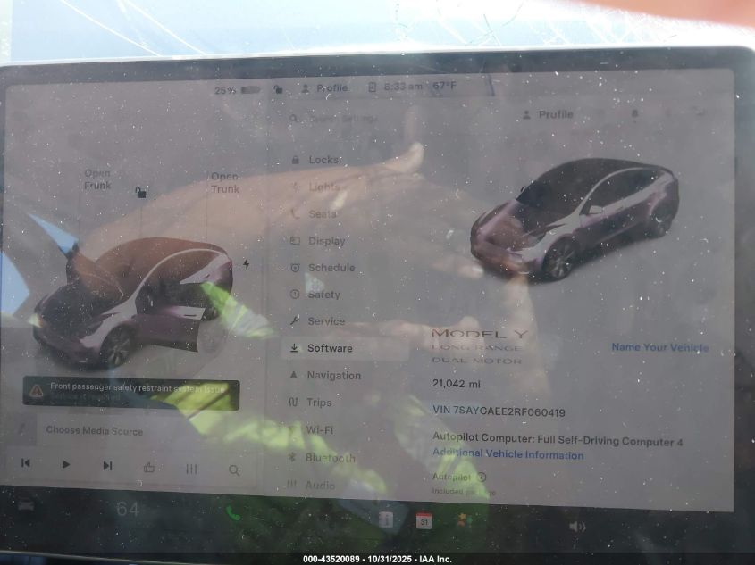 2024 Tesla Model Y Long Range Dual Motor All-Wheel Drive VIN: 7SAYGAEE2RF060419 Lot: 43520089