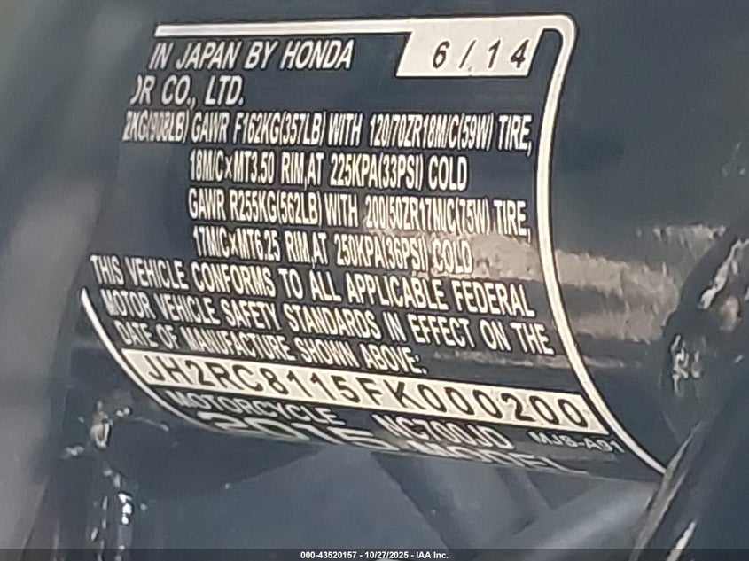 JH2RC8115FK000200 2015 HONDA NC photo no. 10