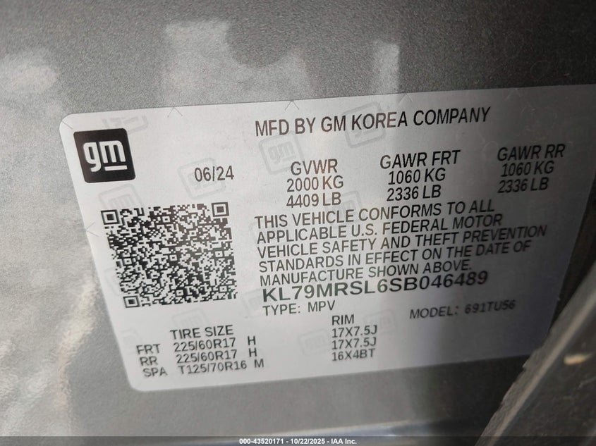 2025 CHEVROLET TRAILBLAZER AWD LT KL79MRSL6SB046489