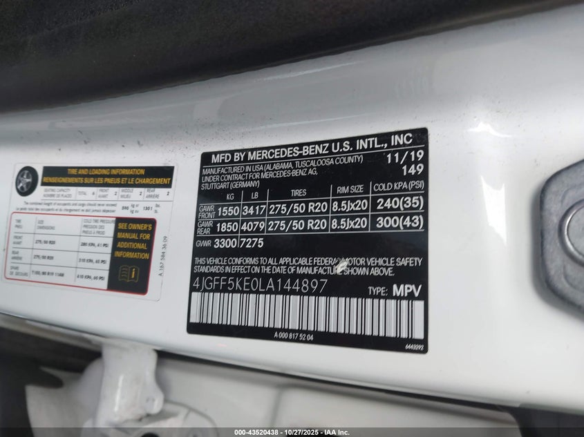 2020 MERCEDES-BENZ GLS 450 4MATIC 4JGFF5KE0LA144897