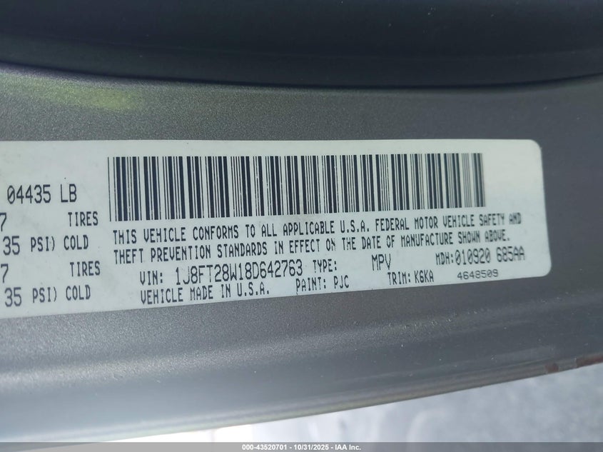 1J8FT28W18D642763 2008 JEEP LIBERTY (PATRIOT) photo no. 9
