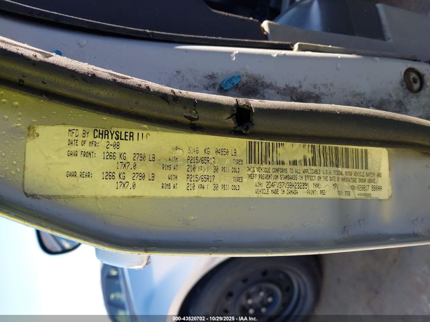 2008 Dodge Magnum Sxt VIN: 2D4FV37V38H232391 Lot: 43520702