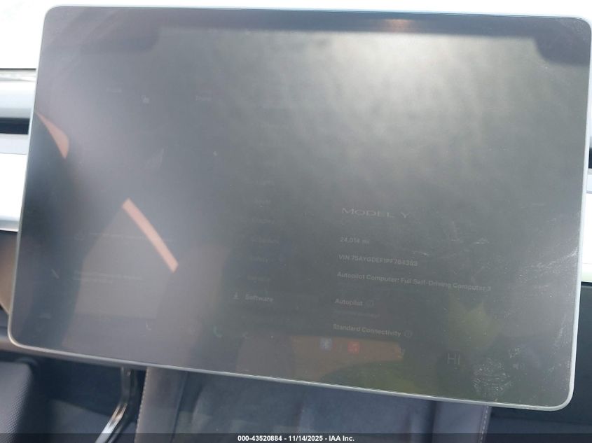 2023 Tesla Model Y Performance Dual Motor All-Wheel Drive VIN: 7SAYGDEF1PF784383 Lot: 43520884