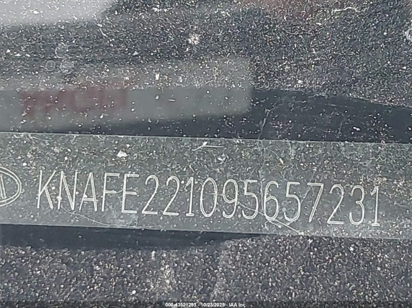 2009 Kia Spectra Ex VIN: KNAFE221095657231 Lot: 43521293