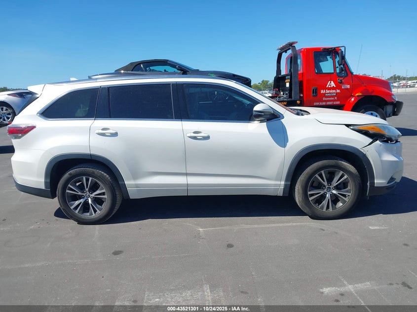 2016 TOYOTA HIGHLANDER XLE V6 5TDKKRFH5GS506306