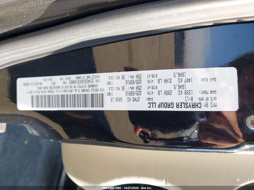 2012 Dodge Grand Caravan Crew VIN: 2C4RDGDG0CR108883 Lot: 43521560