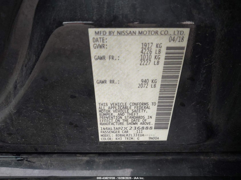 1N4AL3AP2JC236888 2018 NISSAN ALTIMA photo no. 9