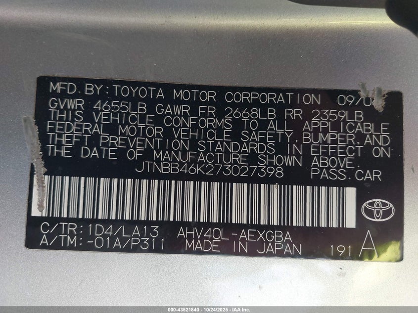 JTNBB46K273027398 2007 TOYOTA CAMRY photo no. 9