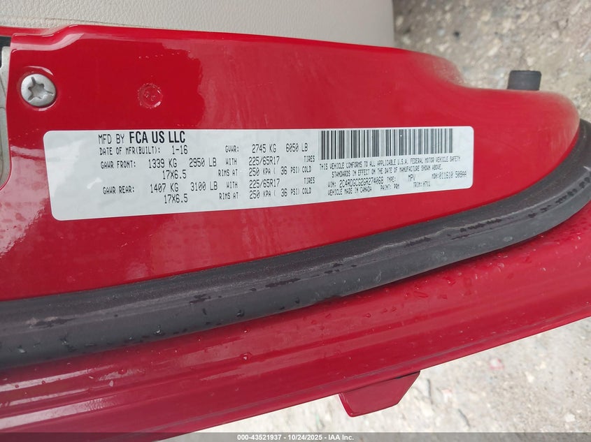 2016 DODGE GRAND CARAVAN SXT 2C4RDGCG2GR274068