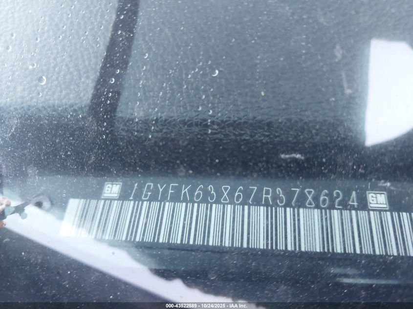 2007 Cadillac Escalade Standard VIN: 1GYFK63867R378624 Lot: 43522589