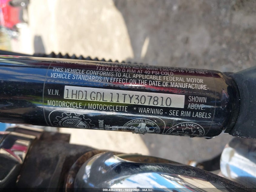 1996 Harley-Davidson Fxdl VIN: 1HD1GDL11TY307810 Lot: 43522781