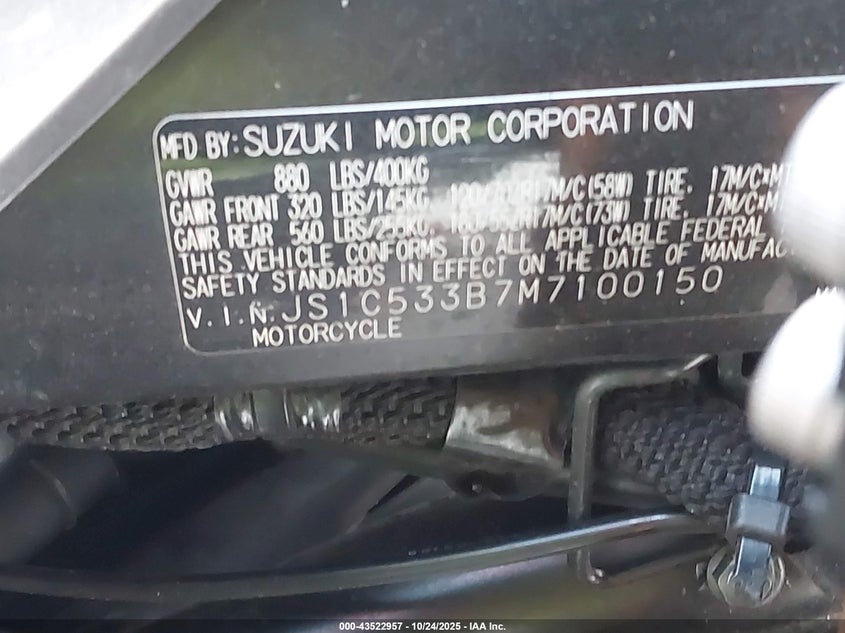 2021 SUZUKI GSX-S750 M/Z JS1C533B7M7100150