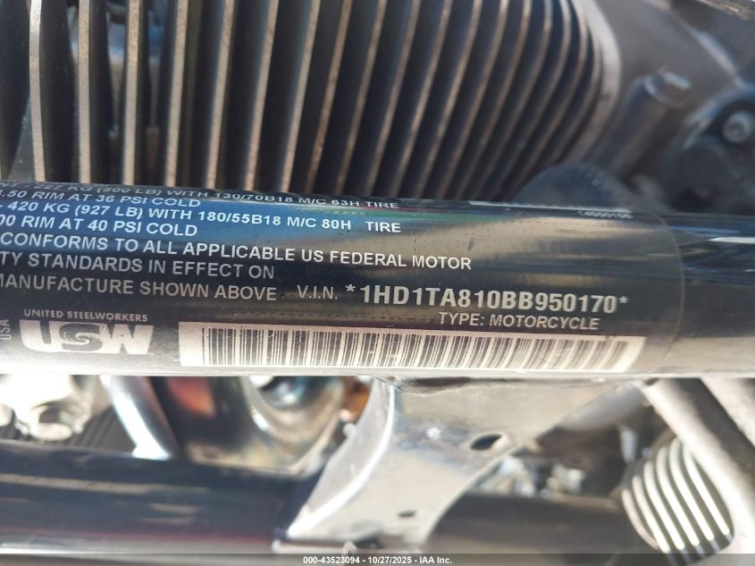 2011 Harley-Davidson Fltruse VIN: 1HD1TA810BB950170 Lot: 43523094