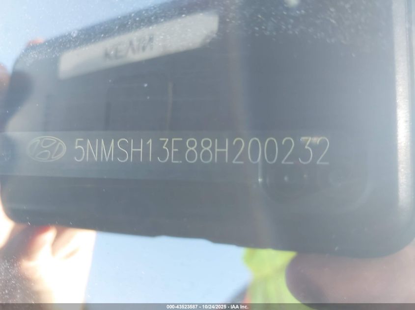 2008 Hyundai Santa Fe Limited/Se VIN: 5NMSH13E88H200232 Lot: 43523587