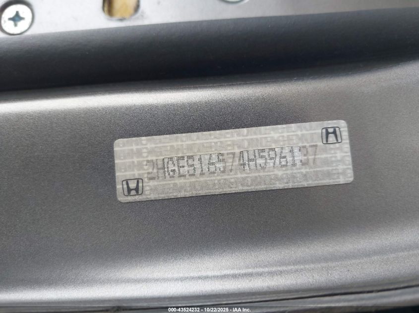 2004 Honda Civic Lx VIN: 2HGES16574H596137 Lot: 43524232