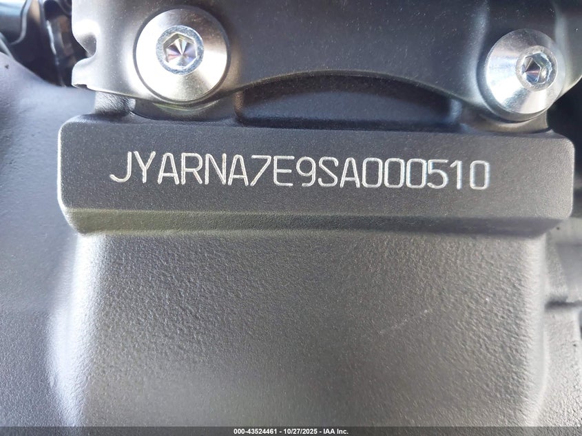2025 Yamaha Yzf1000 VIN: JYARNA7E9SA000510 Lot: 43524461