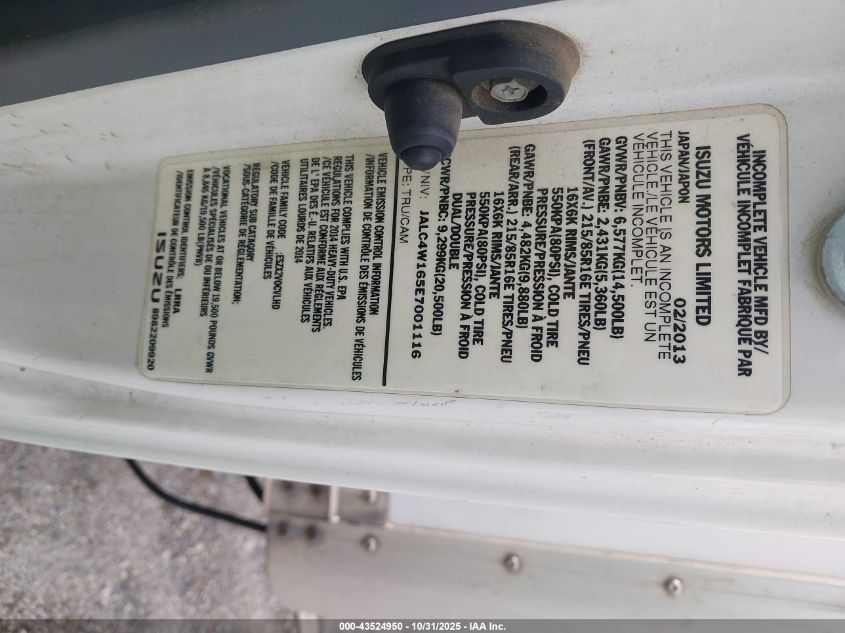 2014 Isuzu Npr Hd Dsl Reg At VIN: JALC4W165E7001116 Lot: 43524950