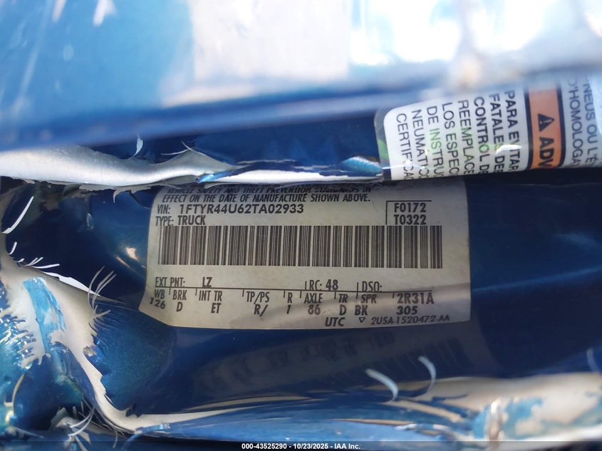 2002 Ford Ranger Edge/Tremor/Xlt VIN: 1FTYR44U62TA02933 Lot: 43525290