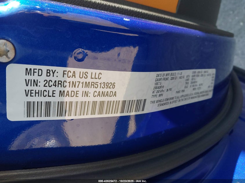 2021 CHRYSLER PACIFICA HYBRID PINNACLE 2C4RC1N71MR513926