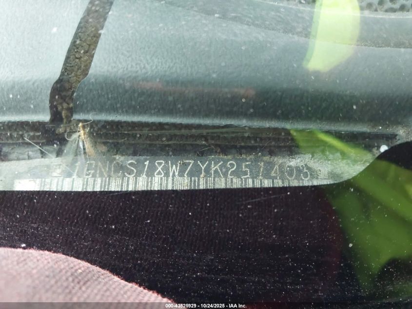 2000 Chevrolet Blazer Ls VIN: 1GNCS18W7YK251403 Lot: 43525929