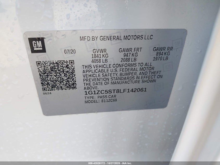 2020 CHEVROLET MALIBU LS 1G1ZC5ST8LF142061