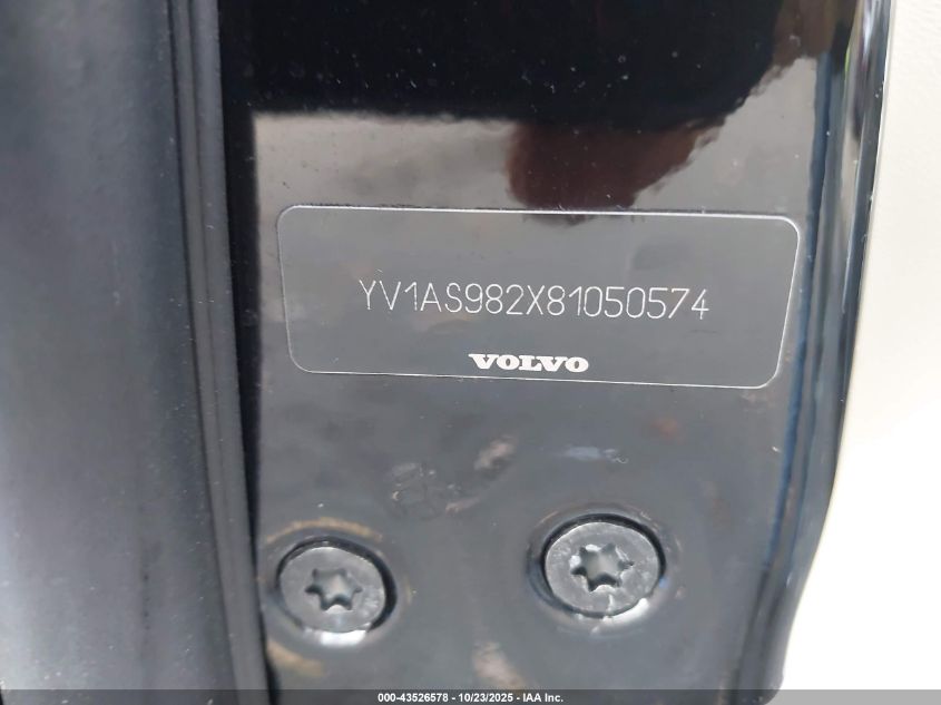 2008 Volvo S80 3.2 VIN: YV1AS982X81050574 Lot: 43526578