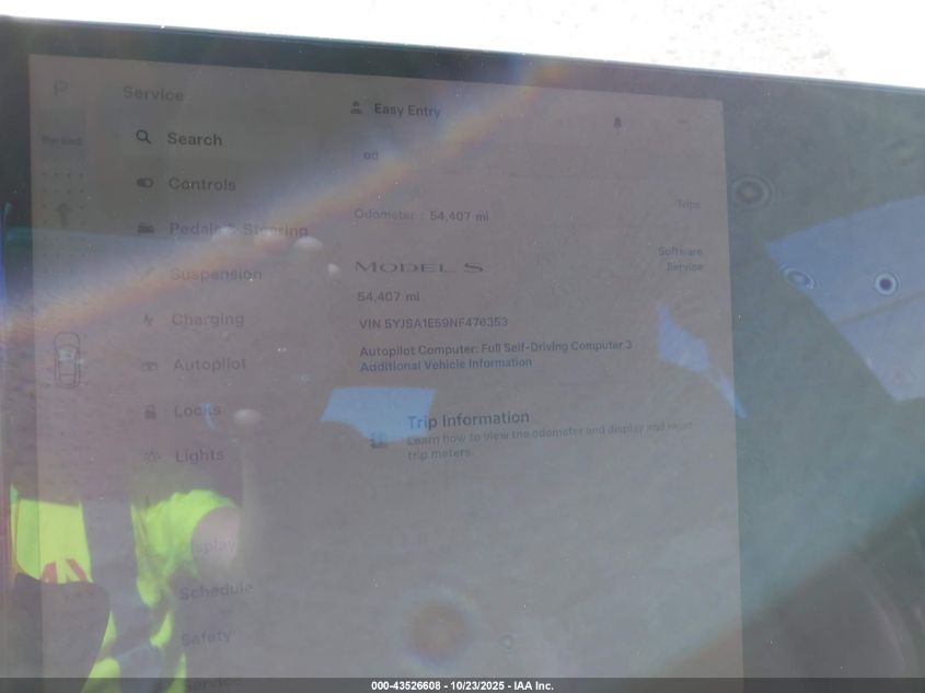 2022 Tesla Model S Dual Motor All-Wheel Drive VIN: 5YJSA1E59NF476353 Lot: 43526608