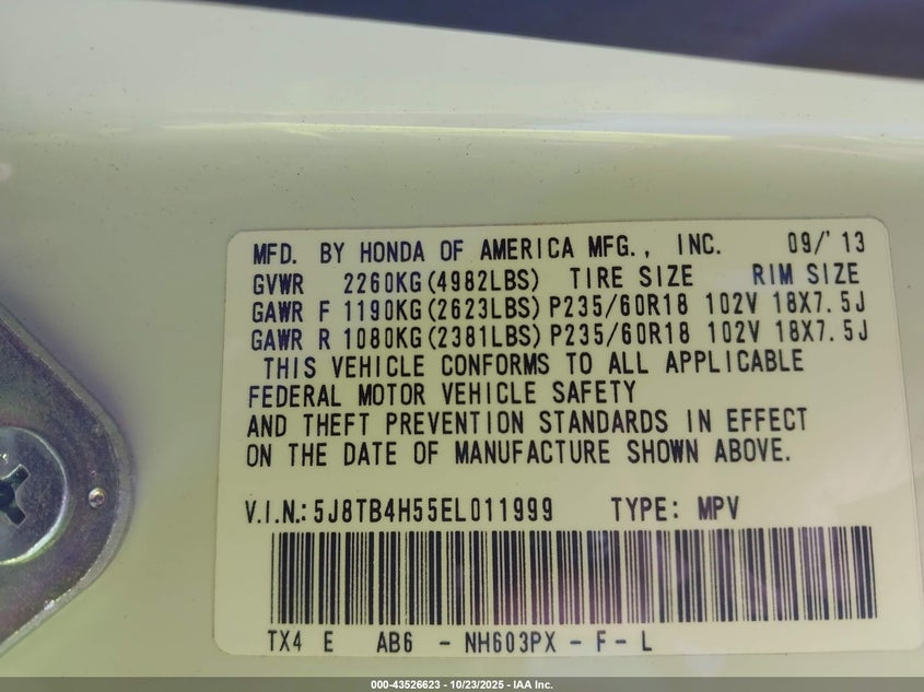 2014 ACURA RDX 5J8TB4H55EL011999