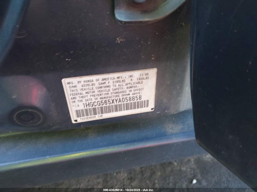 2000 Honda Accord 2.3 Ex VIN: 1HGCG565XYA058858 Lot: 43526814