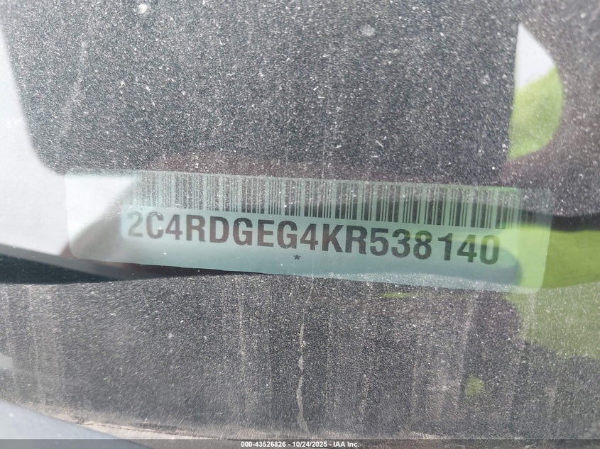 2019 DODGE GRAND CARAVAN GT 2C4RDGEG4KR538140