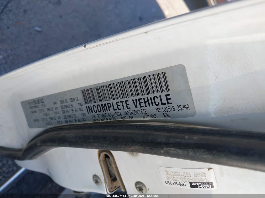 2018 Ram 5500 Chassis Tradesman/Slt/Laramie VIN: 3C7WRNFL4JG412310 Lot: 43527141