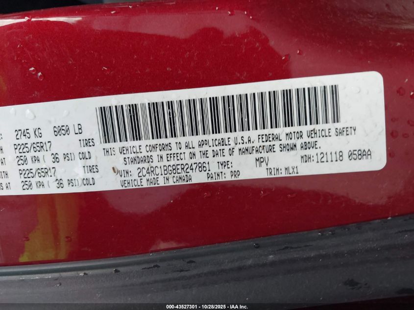 2014 Chrysler Town & Country Touring VIN: 2C4RC1BG8ER247861 Lot: 43527301