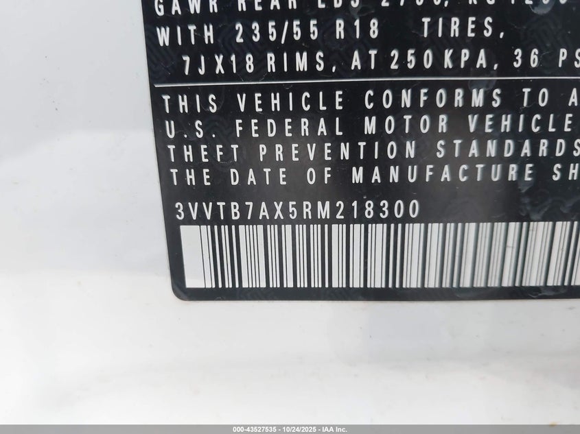 2024 VOLKSWAGEN TIGUAN 2.0T WOLFSBURG EDITION 3VVTB7AX5RM218300