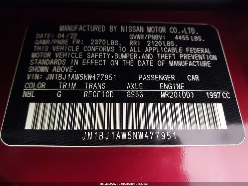 2022 NISSAN ROGUE SPORT S AWD XTRONIC CVT JN1BJ1AW5NW477951