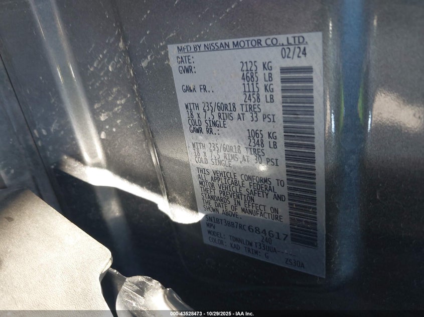 2024 NISSAN ROGUE SV INTELLIGENT AWD 5N1BT3BB7RC684617